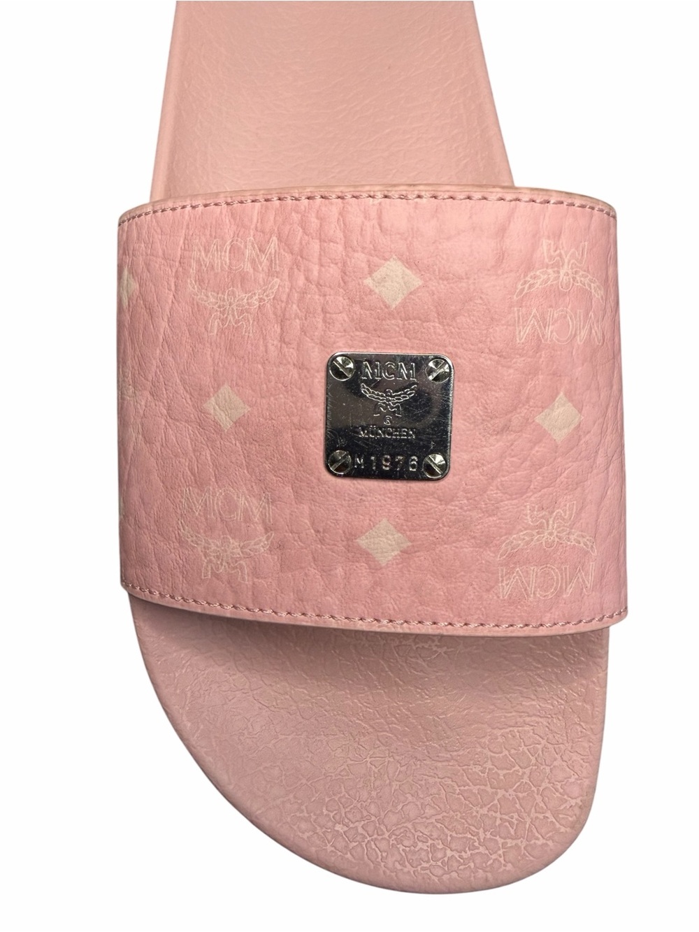MCM Pink Visetos Slides Sandals Soft Pink (A823) - Picture 9 of 9